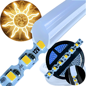 Neon Segunda Geração Flex + Fita Led 6mm Branco Quente 3000K Dobrável 12v 10w/mt 120led/mt Alto Brilho
