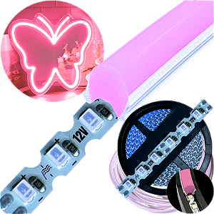 Neon Segunda Geração Flex + Fita Led 6mm Rosa Claro Dobrável 12v 10w/mt 120led/mt Alto Brilho