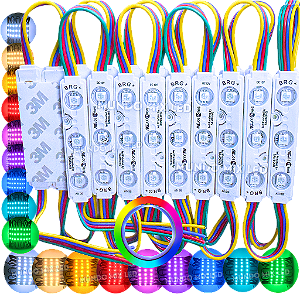 Módulo LED RGB 6060 1,5W 3-LEDs Coreano IP68 7cm 160º 12V Lente 160º Injetado P/ Letras Luminosos