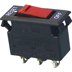 CHAVE TIPO DISJUNTOR ST-001 10A 3T Circuit Breaker 250V 10A Gangorra LUZ VERMELHA