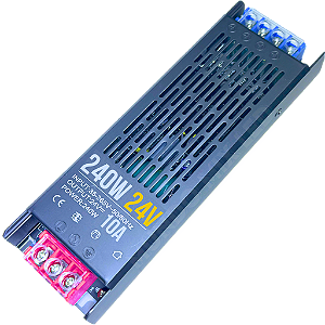 Fonte Slim 240W 10A 24v Metálica Fina Chaveada Alimentação 110v 220v P/ Cftv Leds