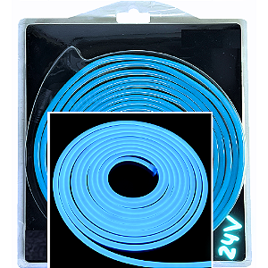 Mangueira Neon Led 24Volts 5mts Azul Ciano 6X12mm 12w/m Rolos C/ 5 Metros Flexível Alto Brilho Corte 5cm Para Ônibus Caminhão 24v