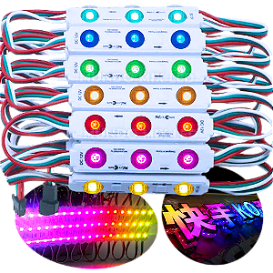Módulo LED Digital RGB 2811 3-LEDs IP67 160º 12V Com Lente Injetado Super Brilho P/ Letras Luminosos