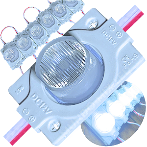 Módulo LED Mega Lente 3030 1.5W 12V 1-LED Branco FRIO 8000k IP67 12Volts 60º Injetado Para Letreiros Super Leds