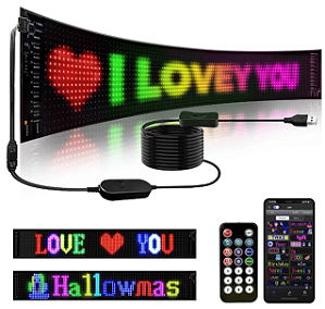 Painel LED Letreiro 12x60cm Matriz Digital Flexível USB 5V Luminoso olho Pixel 5volts Letreiro