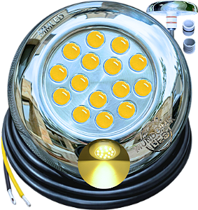 Luminária P/ Piscinas 18W Branco QUENTE 3000K 12V IP68 125mm 4IN1 1/2 3/4 Mono Cromatico A Prova D’água 15w Aço Inox iluminação Super LED