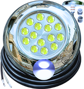 Luminária P/ Piscinas 18W B ranco FRIO 6500K 12V IP68 125mm 4IN1 1/2 3/4 Mono Cromatico A Prova D’água 15w Aço Inox iluminação Super LED