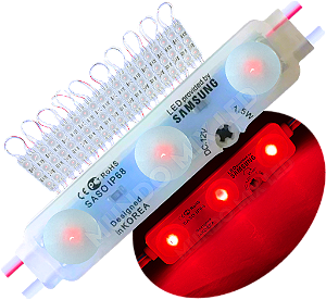 Módulo Led 5830 Chip Samsung Coreano IP68 Vermelho Lente 170º 3-led 12v 7cm injetado
