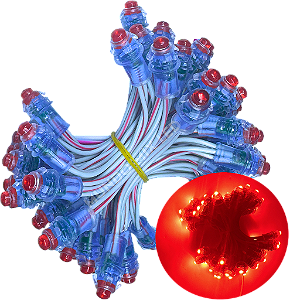 Pixel Led 9mm 1-LED 0,2W 12v Vermelho IP68 A Prova D’água 9mm 12volts