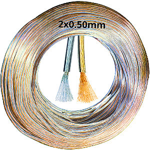 Rolos C/100mts Cabo 2X0.50MM 2Vias Fio Dourado Prata Transp. P/ Neon Fita LED 12v 24v Cristal