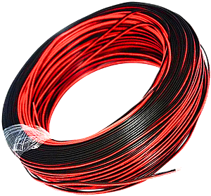 Rolos C/ 100mts Cabo Bicolor VM/PT 2X1,5mm 2Vias Paralelo P/ som ou LED 12v 24v fios Vermelho Preto