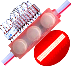 Micro Módulo LED 2835 30mm 0,6W 3-LEDs Vermelho 12V IP67 Injetado Lente 160º