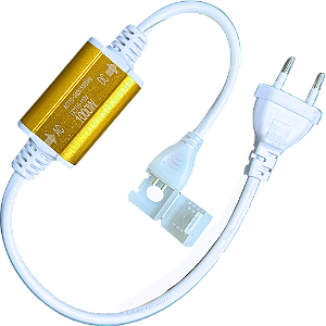 Conector Plug Dourado 15A Para Mangueira LED COB 8MM Suporta Ate 100mts Com Tomada