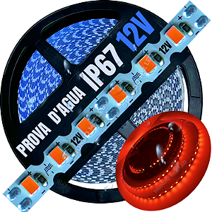 Ultra Fita LED MALEÁVEL IP67 6MM Prova Dagua Vermelho 12V 8W 120LED /mt Zig Zag Faz Curvas 90º