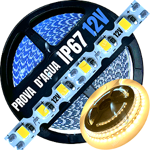 Ultra Fita LED MALEÁVEL IP67 6MM Prova Dagua Branco Quente 3.000k 12v 8W 120LED /mt Zig Zag Faz Curvas 90º