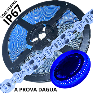Ultra Fita LED Maleável IP67 6mm A Prova Dagua Azul Royal 12V 8W 120led /mt Zig Zag Faz Curvas 90º