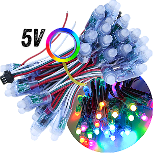 Pixel LED 12mm RGB 5V Digital 2811 IP68 1-Led 0,25W 5olts Endereçável Prova Dágua rgbic