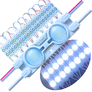 Módulo LED Injetado 4cm 7025 2-LEDs 1w Branco Frio 8000k 12v Prova D’água ip67 Lente 160º