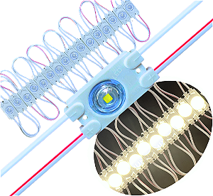 Módulo LED 7030 0,5W 1-LED 4.000K COREANO 12V IP67 Branco Morno 4000k Lente 175º Injetado P/ Letras Caixa