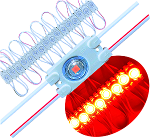 Módulo LED 7030 0,5W 1-LED COREANO Vermelho 12V IP67 Lente 175º Injetado P/ Letras Caixa