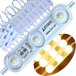 Módulo LED 7370 2W Branco Quente 3.000k 3-Leds Injetado Coreano IP68 Interone 7cm 12V Lente 180º