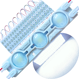Módulo LED Injetado 7025 1,7W 3-LEDs Branco Puro 6.000k 6cm 12v Prova D’água IP67 Lente 160º