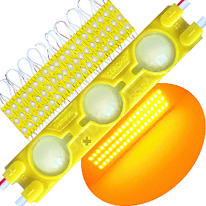 Módulo LED Injetado 7025 1,7W 3-LEDs Amarelo Âmbar 6cm 12v Prova D’água IP67 Lente 160º