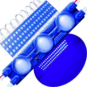 Módulo LED Injetado 7025 1,7W 3-LEDs Azul Royal 6cm 12v Prova D’água IP67 Lente 160º
