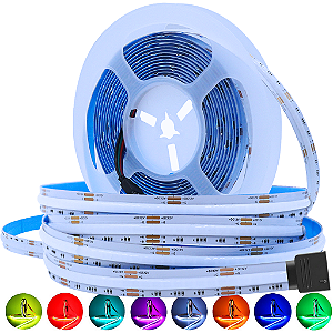 Fita LED RGB COB Analógica 810Leds IP20 19W /MT 12V Alto Brilho RGB P/ Perfil Sanca 12Volts