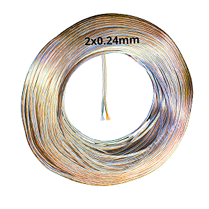 Rolos C/100mts Cabo 2X0.24MM 2Vias Fio Dourado Prata Transp. P/ Neon Fita LED 12v 24v Cristal