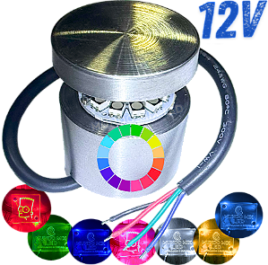 KIT Prolongador Aço Inox 25X25mm + LED 12V RGB Coloridos 4 Fios Para Desenhos Em Acrílicos Vidros