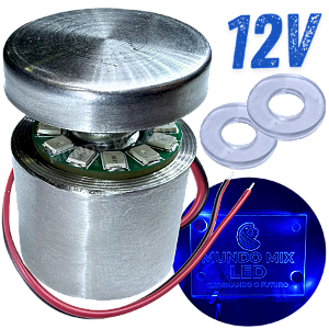 KIT Prolongador Aço Inox 25X25mm + LED 12V AZUL ROYAL Para Desenhos Em Acrílicos Vidros