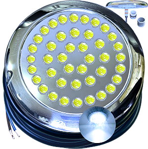 Luminária Refletor Branco Frio 35W 12V Mono Cromatica P/ Piscinas Lagos IP68 125mm Rosca Pressão 1/2 3/4 16mm 21mm 25mm A Prova D’água IP68