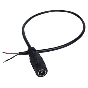 Cabo Rabicho Plug P4 Fêmea ( PRETO ) Cftv 2,1mm Alarmes Câmeras Para Fonte e LEDs 12v/24v
