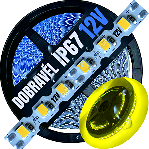 Ultra Fita LED Maleável IP67 6MM A Prova Dagua Amarelo Limão 12V 8W 120LED /mt Zig Zag Faz Curvas 90º