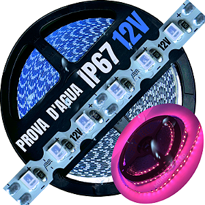 Ultra Fita LED Maleável IP67 6MM A Prova Dagua ROSA Pink 12V 8W 120LED /mt Zig Zag Faz Curvas 90º