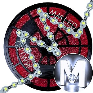 Ultra Fita LED Maleável 108-LEDs 6,48W /MT 12V 8000k Branco FRIO ZIG ZAG 6,5mm IP67 S A Prova Dagua Curvas 90º 6,5Watts 108LEDs