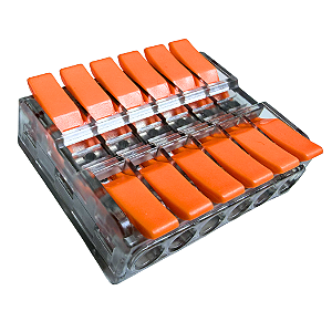 Conector Pressão Laranja 6+6 Vias Emenda Engate Rapido RGBW+WW Alavanca Cod:2316 Tamanho 34,5x29x9,2mm