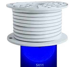 Mangueira 5X11 Neon LED 12V 50MTS 5X11mm AZUL ROYAL 10w/mt Flexível 12volts
