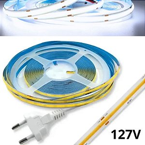 10 Metros Fita LED COB ( 110V ) 6500k Direto Na Rede Energia 150W 320LEDs Branco Frio 6500k Para Perfil Sanca 127V