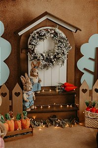 Casinha de Páscoa com degrau - Rústico com Branco