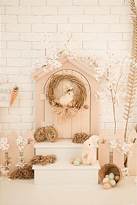 Casinha de Páscoa com Degrau - Bege com degrau Branco