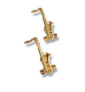 Prendedor de Hinário / Partituras Saxofone Tenor Par - Flash de Ouro