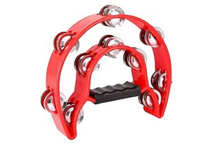 Pandeiro Meia Lua Duplo Profissional - Vermelho