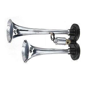 Buzina 2 Cornetas Com Valvula  Metal Cromada Bivolts