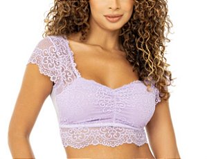 Sutia cropped em renda e tule branco