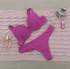 Conjunto calcinha fio e sutia com bojo - rosa