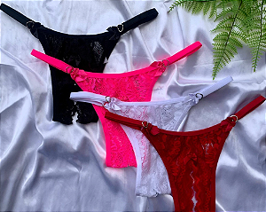 Calcinha renda sexy com ajuste na lateral tam único