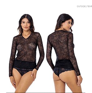 Blusa manga longa laise preto M