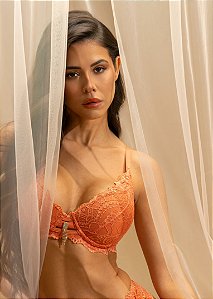 Sutiã com bojo em renda com jóia